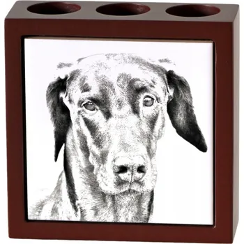 Doberman - stojan na tužky s psem, organizér na stůl s motivem
