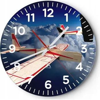 Hodiny Kuchyňské nástěnné hodiny 30x30 Letadlo Moderní skleněné hodiny do obýváku Tiché