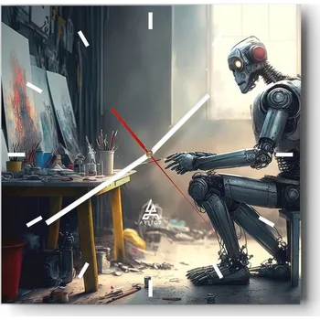 Hodiny Velké nástěnné hodiny 40x40 cm Umělecké skleněné hodiny Čtvercové Tiché