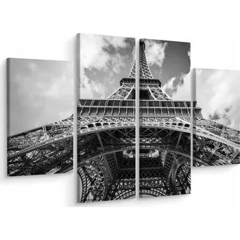 Obraz Černobílý obraz, 4 díly, Eiffelova věž, 80x60 cm