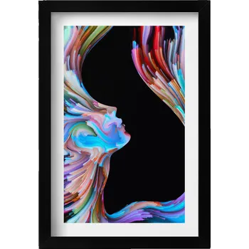Obraz Dekorace obraz s grafikou v krásném rámu Abstraktní barevná tvář 20x30 cm