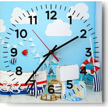 Hodiny Nástěnné hodiny do obýváku 40x40 Pro děti Tiché hodiny na skle Bez hlučný