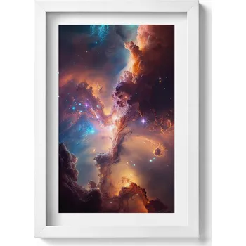 Obraz Dekorativní nástěnný obraz s rámem a grafikou loft Svět hvězd vesmíru 20x30 cm