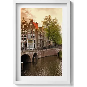 Obraz Ozdobný nástěnný obraz v rámu Amsterdamské kanály v centru města 40x60 cm