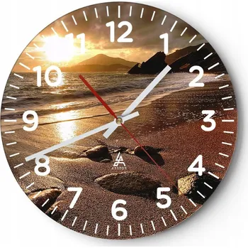 Hodiny Nástěnné hodiny do obýváku 40x40 Krajina Kulatý Skleněné hodiny Loft Tiché