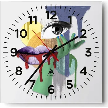 Hodiny Kuchyňské nástěnné hodiny 30x30 Abstrakce Skleněné hodiny do obýváku Moderní Tiché