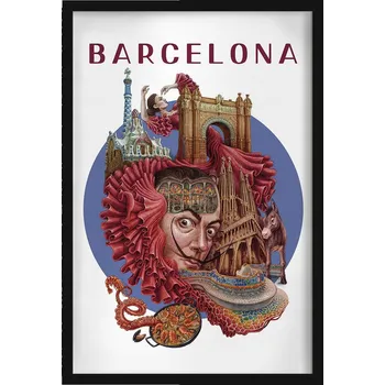 Obraz Obraz na zeď rám Barcelona Sagrada Familia Arc de Triomf Paella 40x60 cm