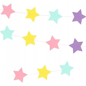PAPÍROVÁ GIRLANDA PASTELOVÉ HVĚZDY DEKORACE