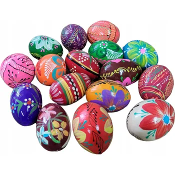 Velikonoční dekorace Kraslice, ručně malovaná vajíčka, dřevěná, velikonoční