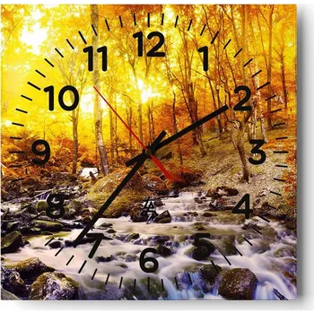 Hodiny Nástěnné hodiny do obýváku 40x40 Krajina Bezhluczne Skleněné hodiny Tiché