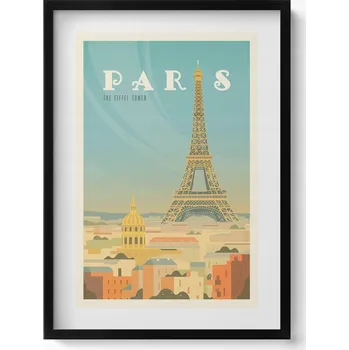Obraz Nástěnný obraz dekorace interiéru Ilustrace Paříže a Eiffelovy věže 50x70 cm