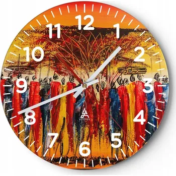 Hodiny Nástěnné hodiny do obýváku 40x40 Umění Kulatý Hodiny na skle Loft Tiché