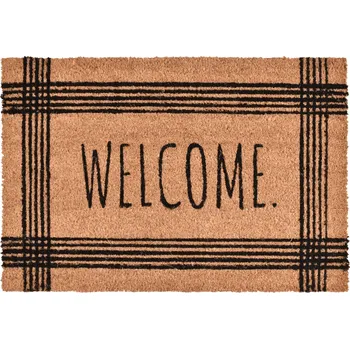 Rohožka Rohožka pod dveře 60x40 cm kokosová s potiskem WELCOME hnědá černá