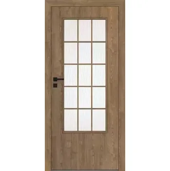 Interiérové dveře Interiérové deskové dveře STANDARD 30S s hranatým dekorativním prosklením. Desková konstrukce s dřevěným rámem.