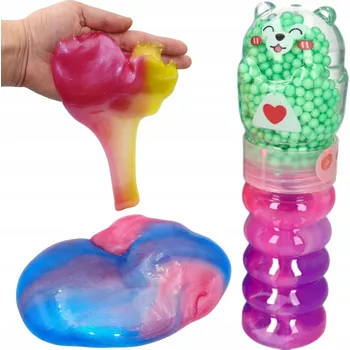 Modelovací hmota VELKÝ MAGIC SLIME DVOJITÁ KOČKA S KULIČKAMI SENZORICKÁ HMOTA SLIZ BARVA