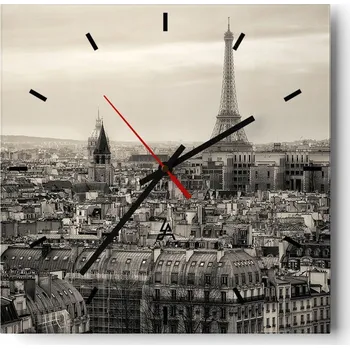 Hodiny Velké nástěnné hodiny na zeď 40x40 Město Skleněné hodiny Čtvercové Tiché