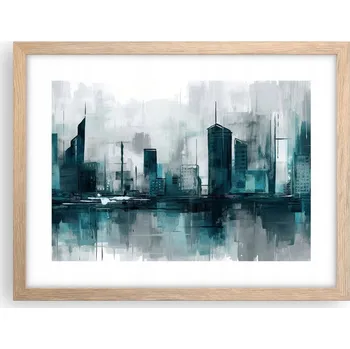 Obraz Obraz plakát v rámu světlý dub do obýváku 40x30 město foto na zeď