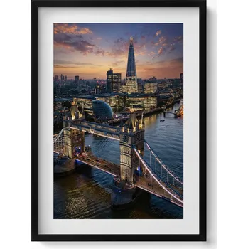 Obraz Moderní nástěnná dekorace Londýnský most večer z ptačí perspektivy 50x70 cm