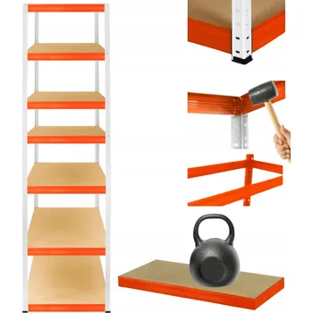 Dílenský regál Kovový skladový regál Wamar-Sosenka 270 x 35 x 35 cm, nosnost až 175 kg na polici