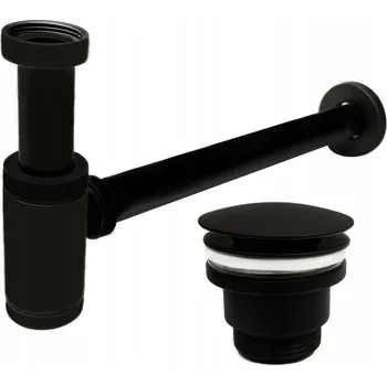 Sifon Umyvadlový sifon + univerzální klik-klak ČERNÝ MAT