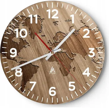 Hodiny Nástěnné hodiny do obýváku 40x40 Mapa světa Skleněné hodiny Loft Tiché