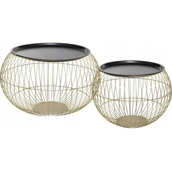 Konferenční stolek Sada 2 konferenčních stolků Alya zlaté glamour