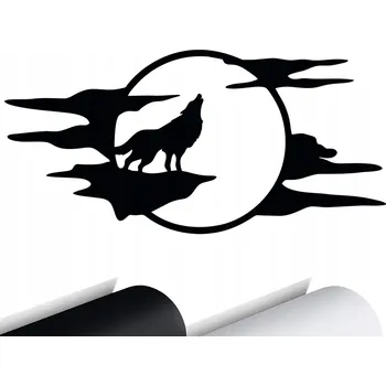Samolepicí dekorace na vozidlo NÁLEPKA na auto VLK MĚSÍC 7x15cm
