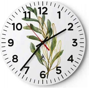 Hodiny Nástěnné hodiny do obýváku 40x40 Listy Kulatý Skleněné hodiny Loft Tiché