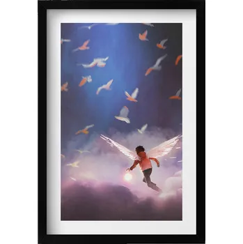 Obraz Nástěnný obraz dekorace interiéru Chlapec s andělskými křídly 40x60 cm