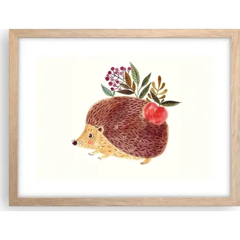 Obraz Obraz plakát v rámu světlý dub do obýváku 40x30 ježek foto plakáty na zeď