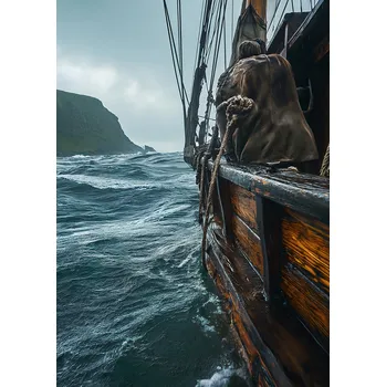 Plakát Plakát Loď na vlnách bez rámu 21 x 29,7 cm