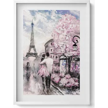 Obraz Dekorativní nástěnný obraz do obýváku, kuchyně: Paříž a Eiffelova věž, 50x70 cm