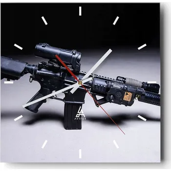 Hodiny Velké nástěnné hodiny na zeď 40x40 Militaria Skleněné hodiny Tiché