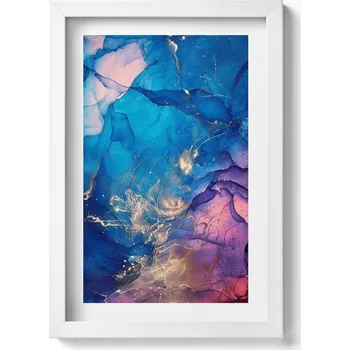 Obraz Dekorativní nástěnný obraz s grafikou v bílém rámu Abstraktní vitráž 20x30 cm