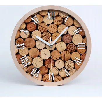 Hodiny Nástěnné kuchyňské hodiny s motivem korků od vína, průměr 20 cm