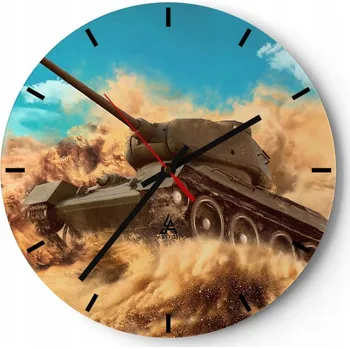 Hodiny Velké nástěnné hodiny 40x40 Militaria Skleněné hodiny Kulatý Tiché