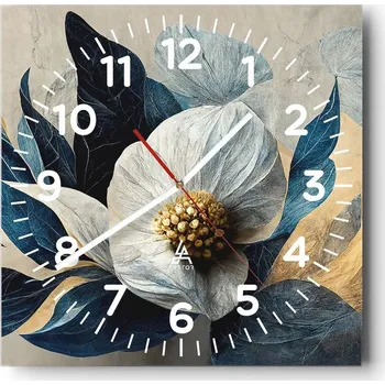 Hodiny Nástěnné hodiny do obýváku 40x40 Květina Tiché hodiny na skle Stylové tiché