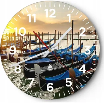 Hodiny Nástěnné hodiny do obýváku 40x40 Benátky Kulatý Skleněné hodiny Loft Tiché