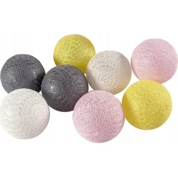 Dekorativní svítidlo LED koule na baterie, 8 ks. Svítící dekorativní bavlněné koule