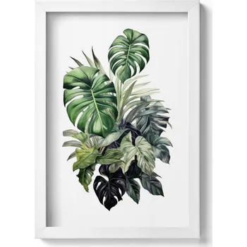 Obraz Závěsný obraz na zeď dekorace do bytu Malované listy monstery 20x30 cm