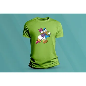 Dětská móda Dětské bavlněné tričko Daisy a Donald. Lime velikost L