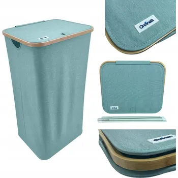 Koš na prádlo zelený, mátový s víkem 40,5x33x74cm