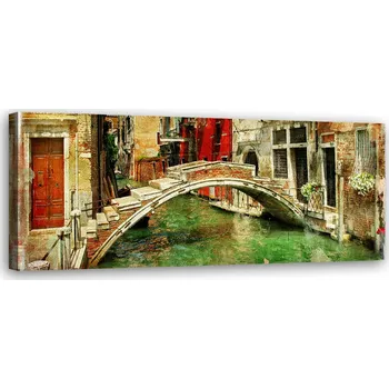 Obraz OBRAZ Mostek w Wenecji NA PLÁTNĚ 120x40