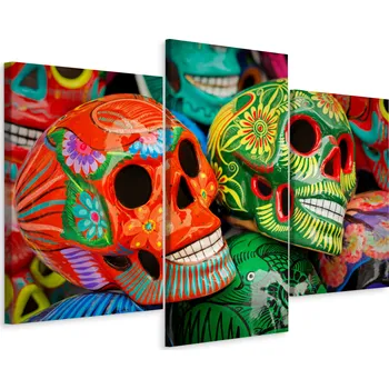 Obraz Obraz Triptych Barevné Malované LEBKY 3D 120x80