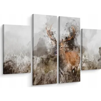 Obraz Obraz Čtyřdílný Obraz JELEN Malba Abstrakce 80x60