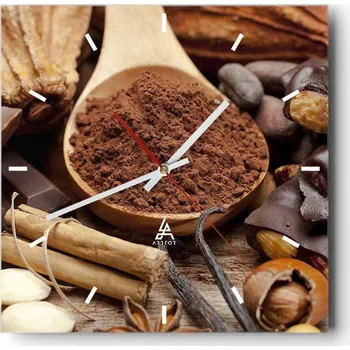 Hodiny Nástěnné hodiny do kuchyně 30x30 Gastronomie Stylové hodiny na skle Loft Tiché