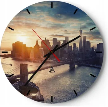 Hodiny Velké nástěnné hodiny 40x40 Jork - Skleněné hodiny Kulatý Tiché