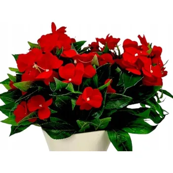 umělá květina Umělé Macešky, Fialky, Netýkavky - Květiny na Balkon, Terasu 38 cm - Červená