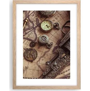 Obraz Obraz plakát v rámu světlý dub do obýváku 30x40 mapa světa na zeď