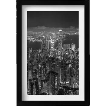 Obraz Dekorativní nástěnný obraz v rámu s grafikou Noční pohled na město 20x30 cm